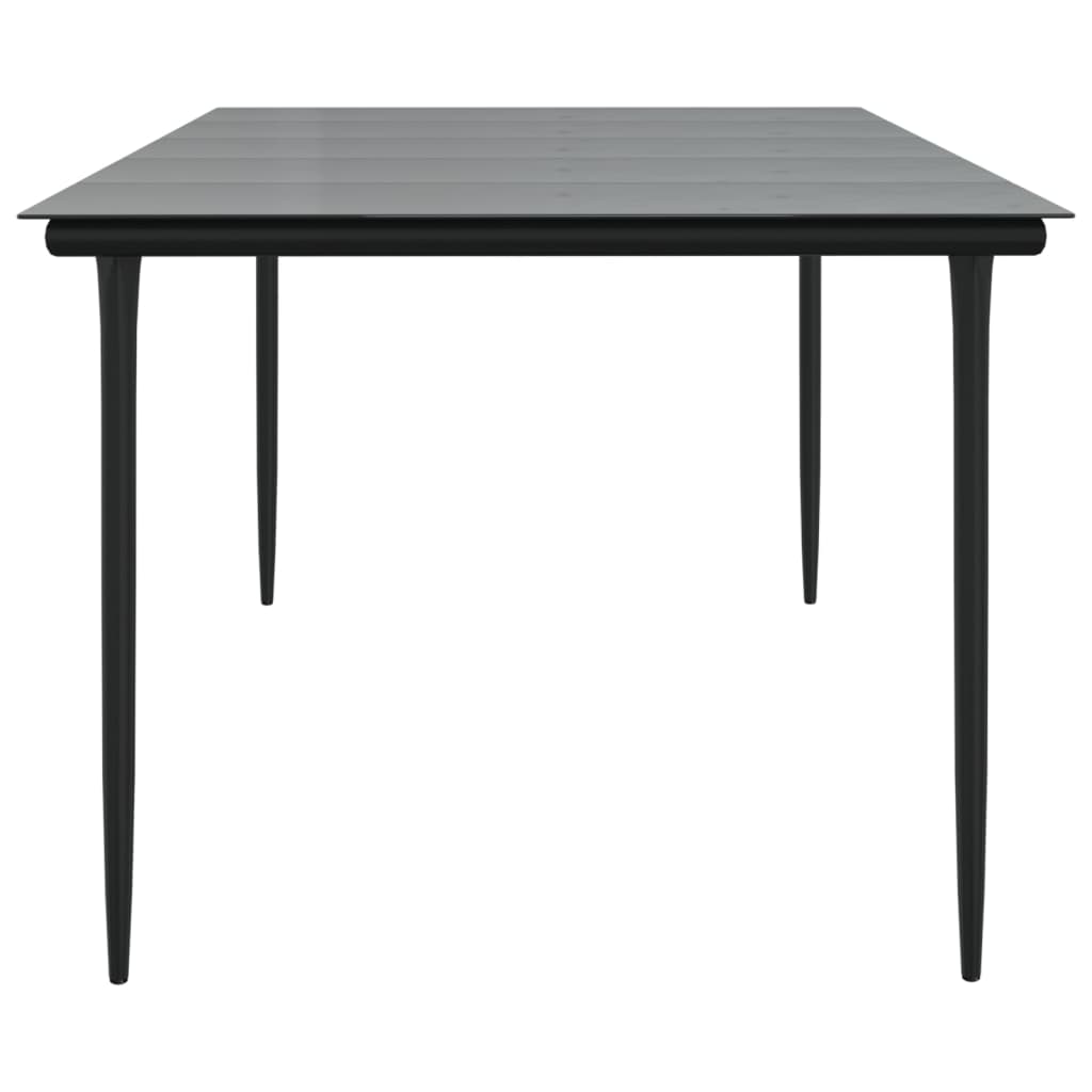Vrtni blagovaonski stol crni 200x100x74 cm čelik i kaljeno staklo