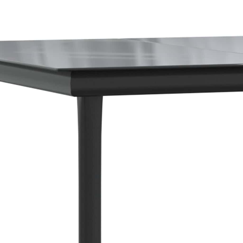 Vrtni blagovaonski stol crni 200x100x74 cm čelik i kaljeno staklo
