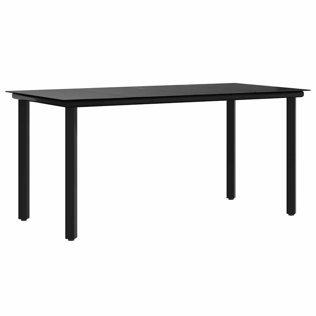 Vrtni blagovaonski stol crni 160x80x74 cm od čelika i stakla