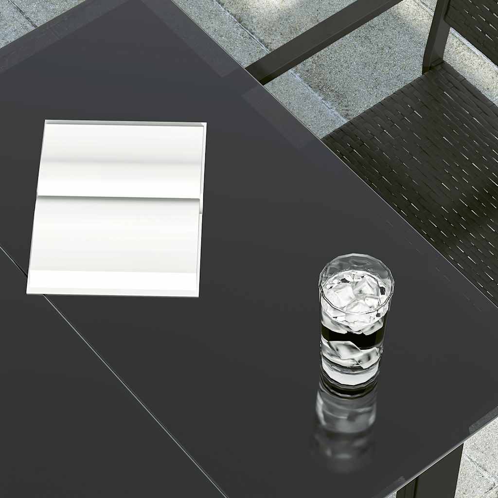 Vrtni blagovaonski stol crni 160x80x74 cm od čelika i stakla