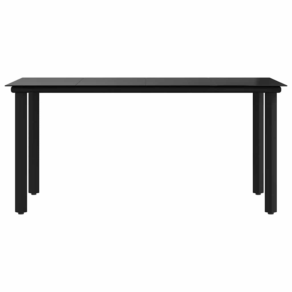 Vrtni blagovaonski stol crni 160x80x74 cm od čelika i stakla