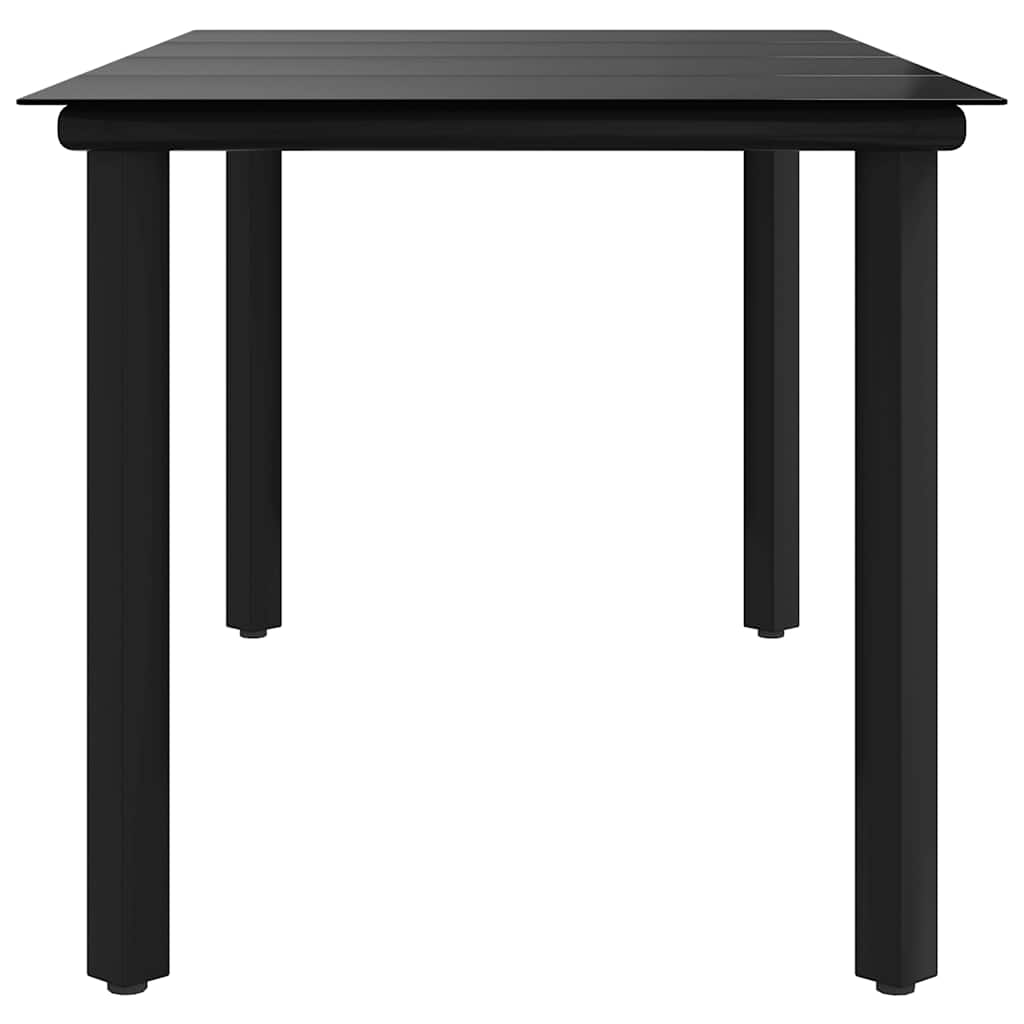 Vrtni blagovaonski stol crni 160x80x74 cm od čelika i stakla