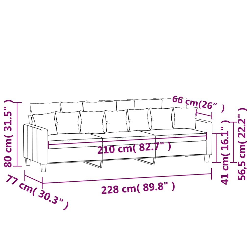 Trosjed od tkanine tamnosivi 210 cm