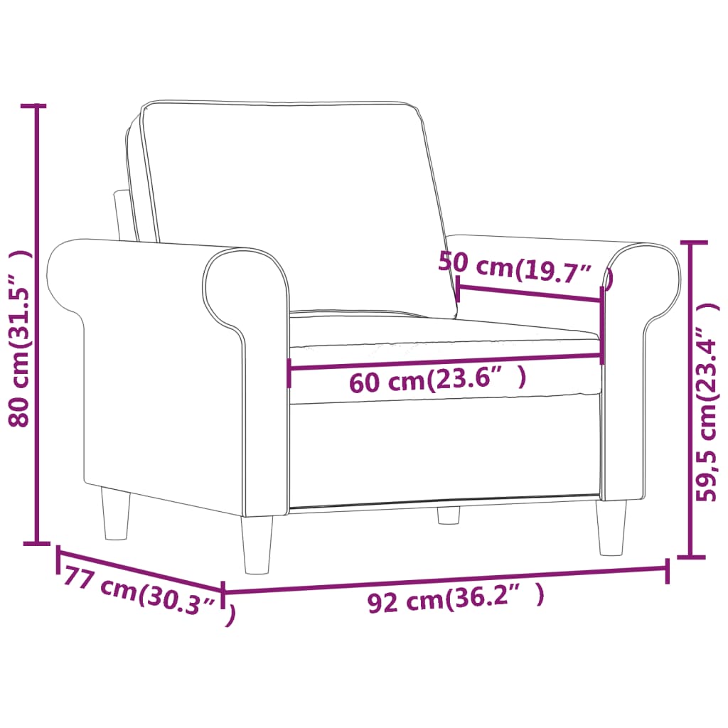 Fotelja svjetlosiva 60 cm od tkanine