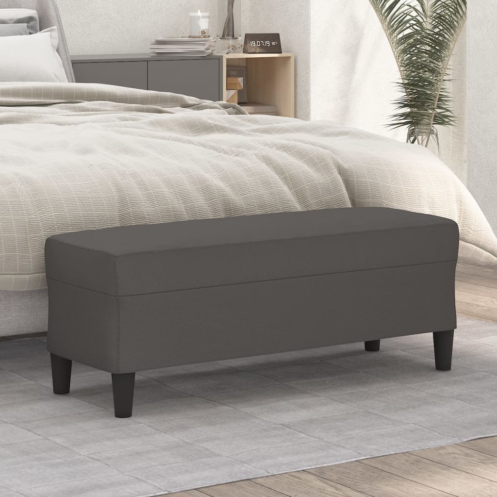 Klupa siva 100 x 35 x 41 cm od umjetne kože