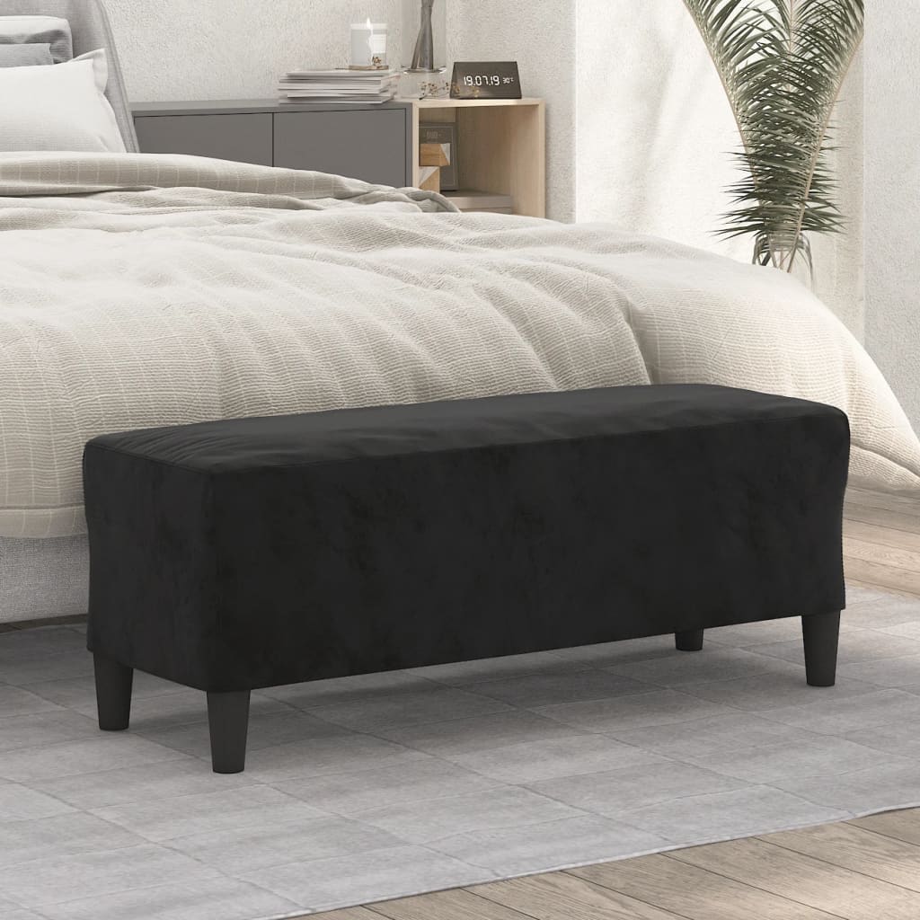 Klupa crna 100x35x41 cm baršunasta