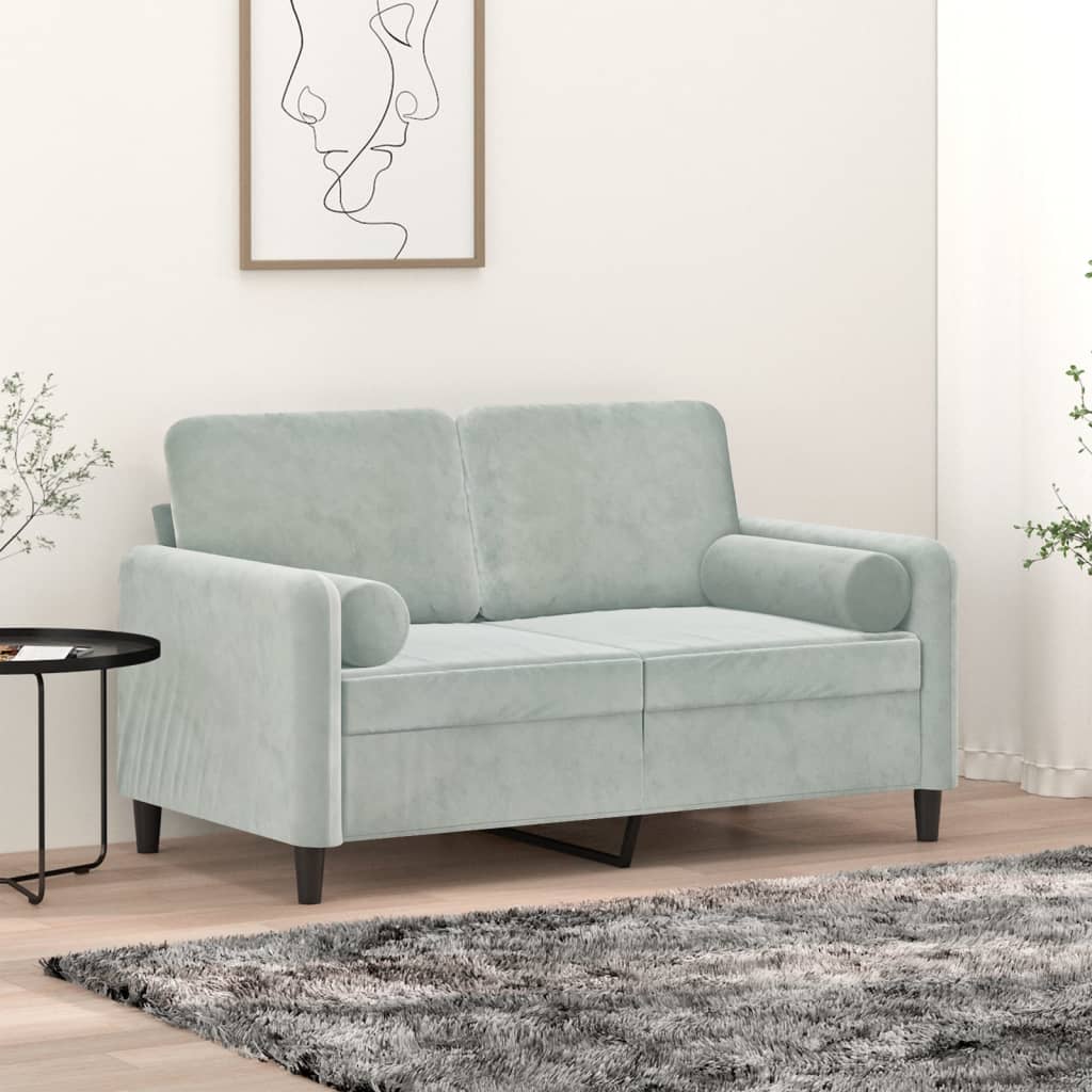 Ukrasni jastuci 2 kom svjetlosivi Ø 15 x 50 cm baršunasti