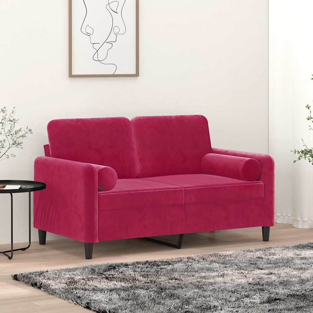 Ukrasni jastuci 2 kom crvena boja vina Ø15x50 cm baršunasti