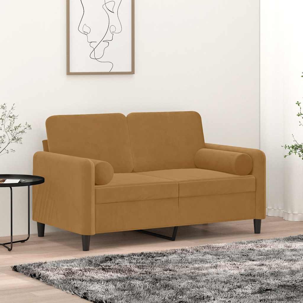 Ukrasni jastuci 2 kom smeđi Ø 15 x 50 cm baršunasti