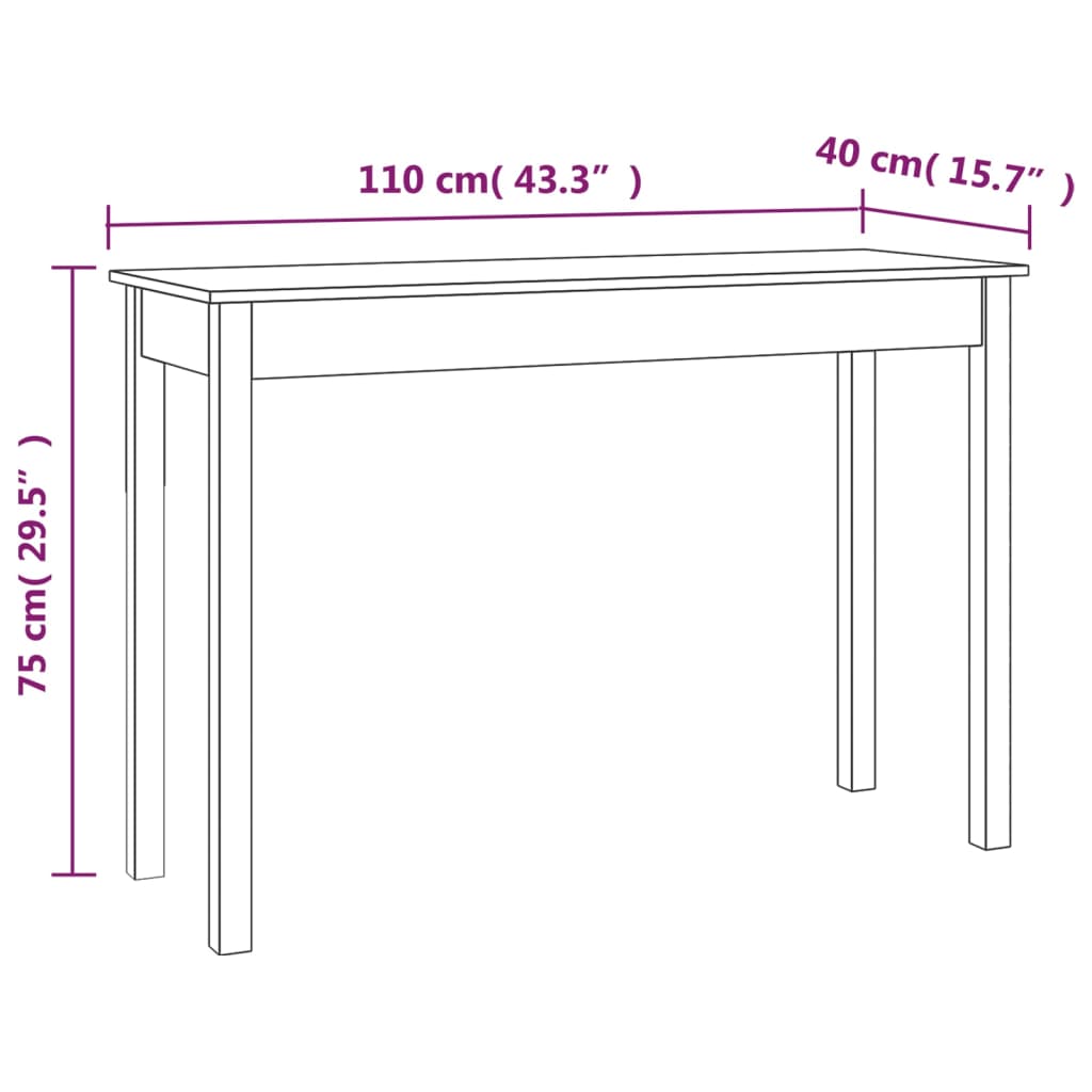 Konzolni stol 110 x 40 x 75 cm od masivne borovine