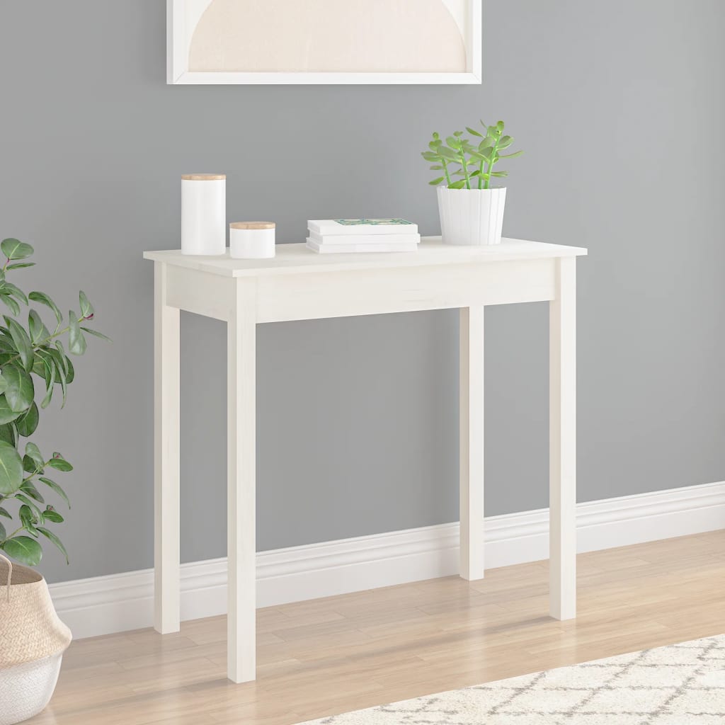 Konzolni stol bijeli 80 x 40 x 75 cm od masivne borovine