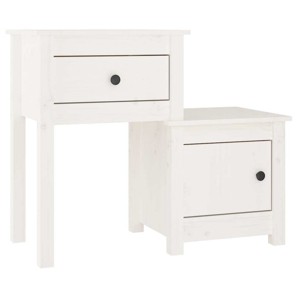 Noćni ormarić bijeli 79,5 x 38 x 65,5 cm od masivne borovine