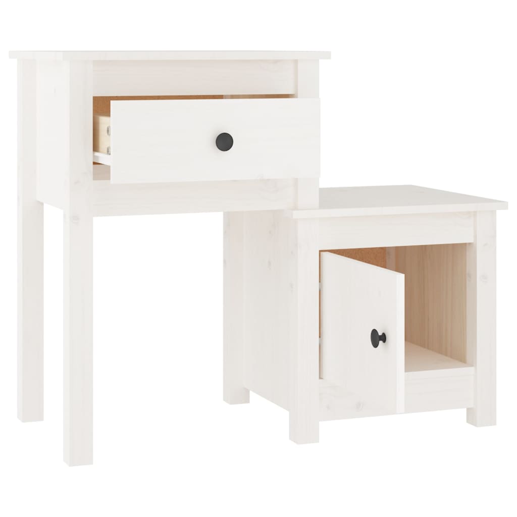 Noćni ormarić bijeli 79,5 x 38 x 65,5 cm od masivne borovine