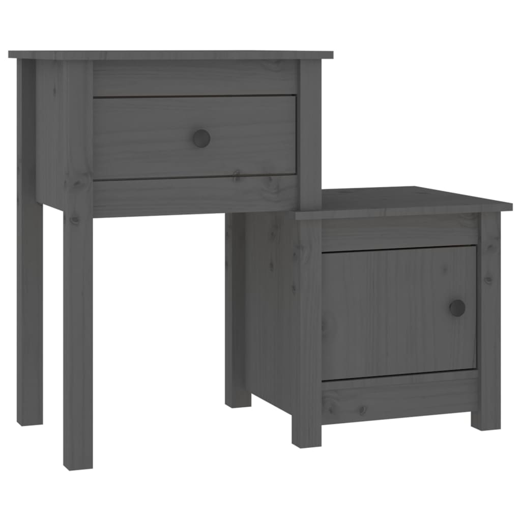 Noćni ormarići 2 kom sivi 79,5x38x65,5 cm od masivne borovine