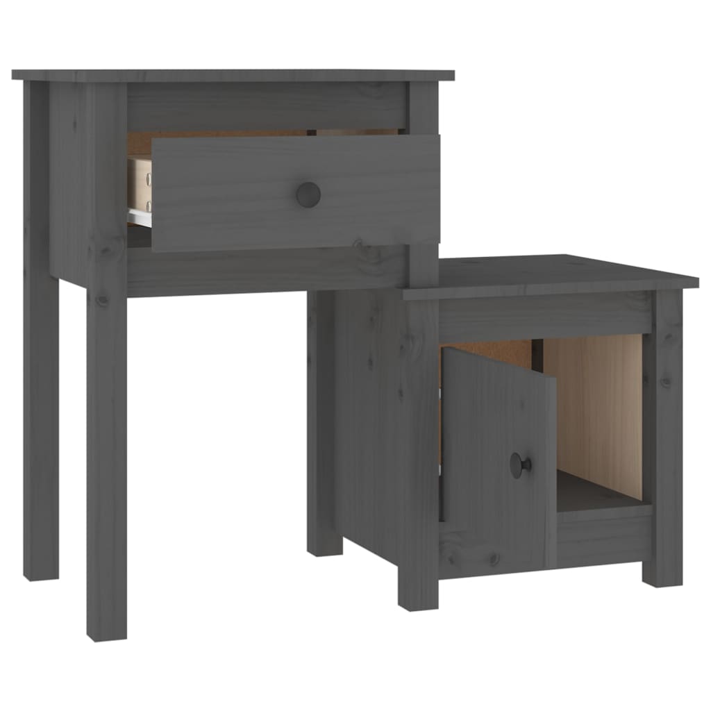 Noćni ormarići 2 kom sivi 79,5x38x65,5 cm od masivne borovine