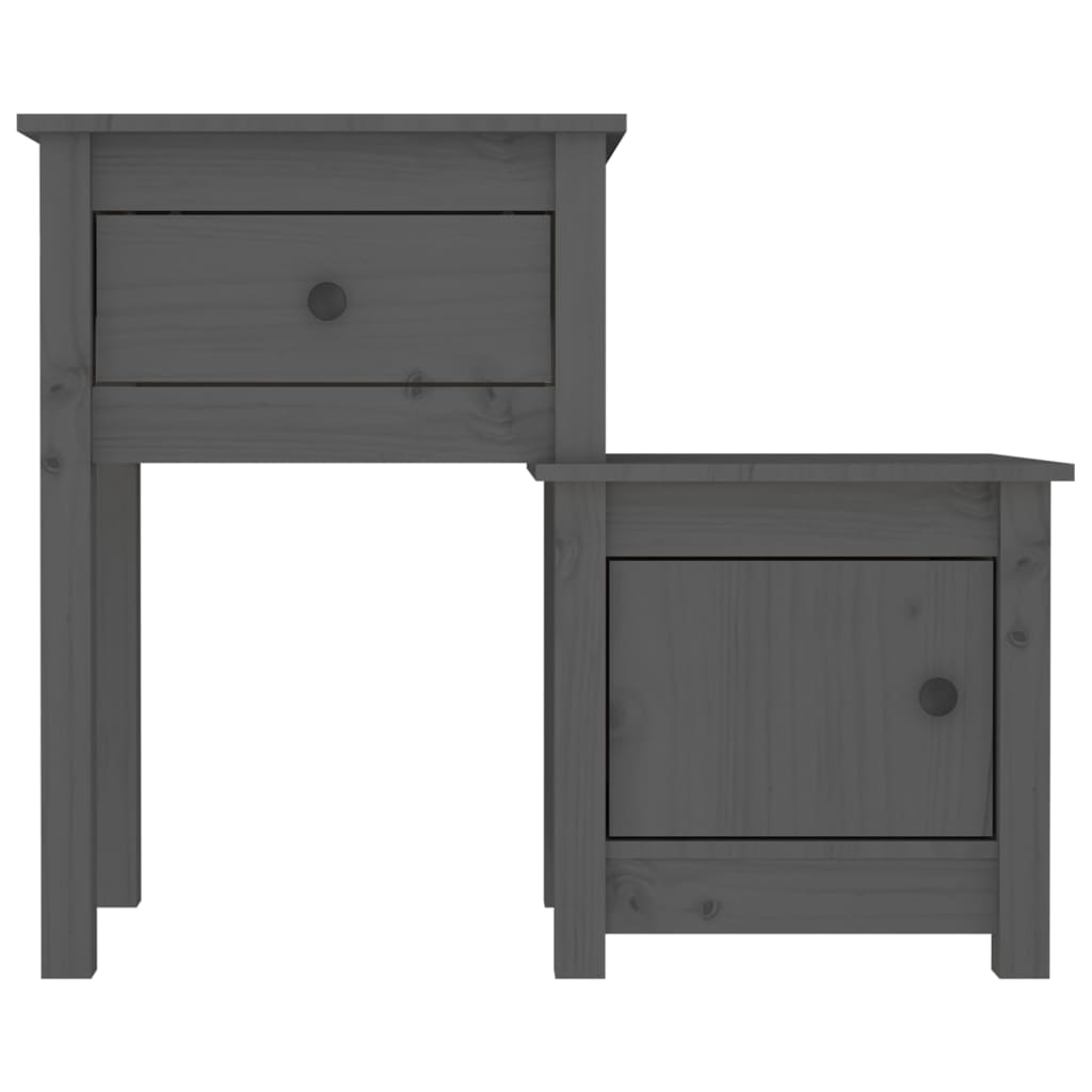 Noćni ormarići 2 kom sivi 79,5x38x65,5 cm od masivne borovine