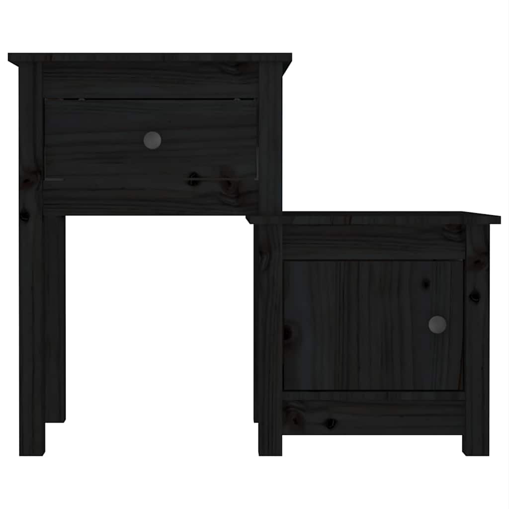 Noćni ormarić crni 79,5 x 38 x 65,5 cm od masivne borovine