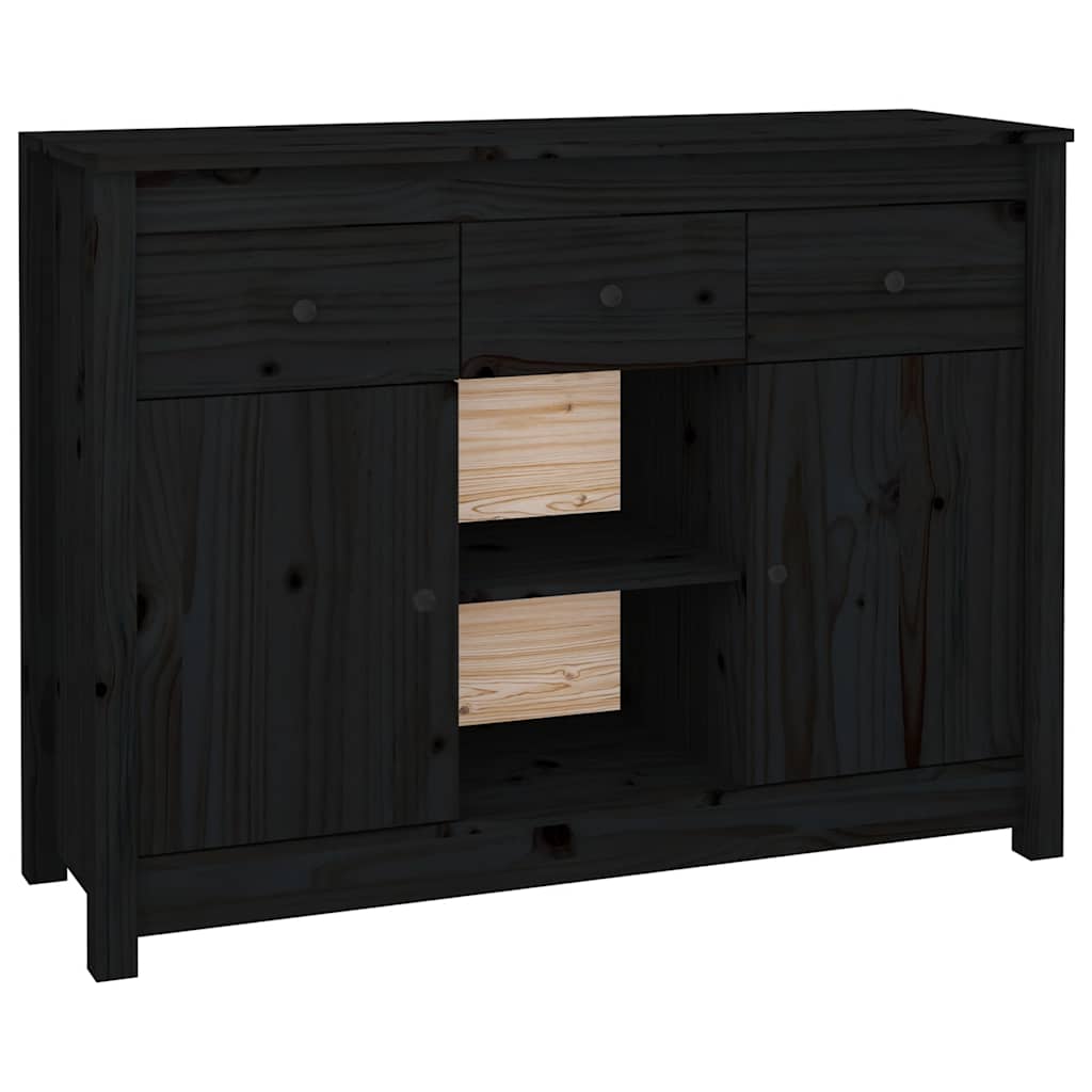 Komoda crna 100 x 35 x 74,5 cm od masivne borovine