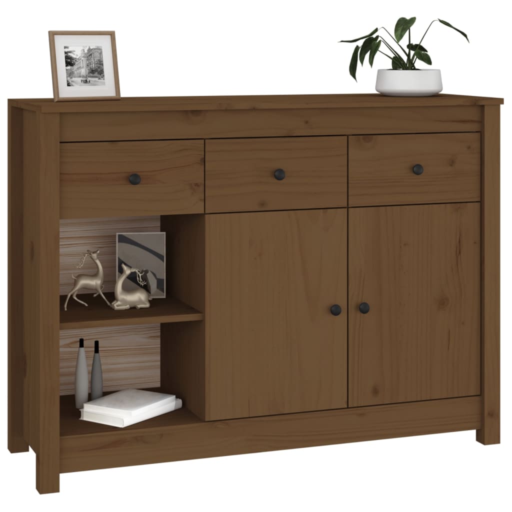 Komoda smeđa boja meda 100x35x74 cm od masivne borovine