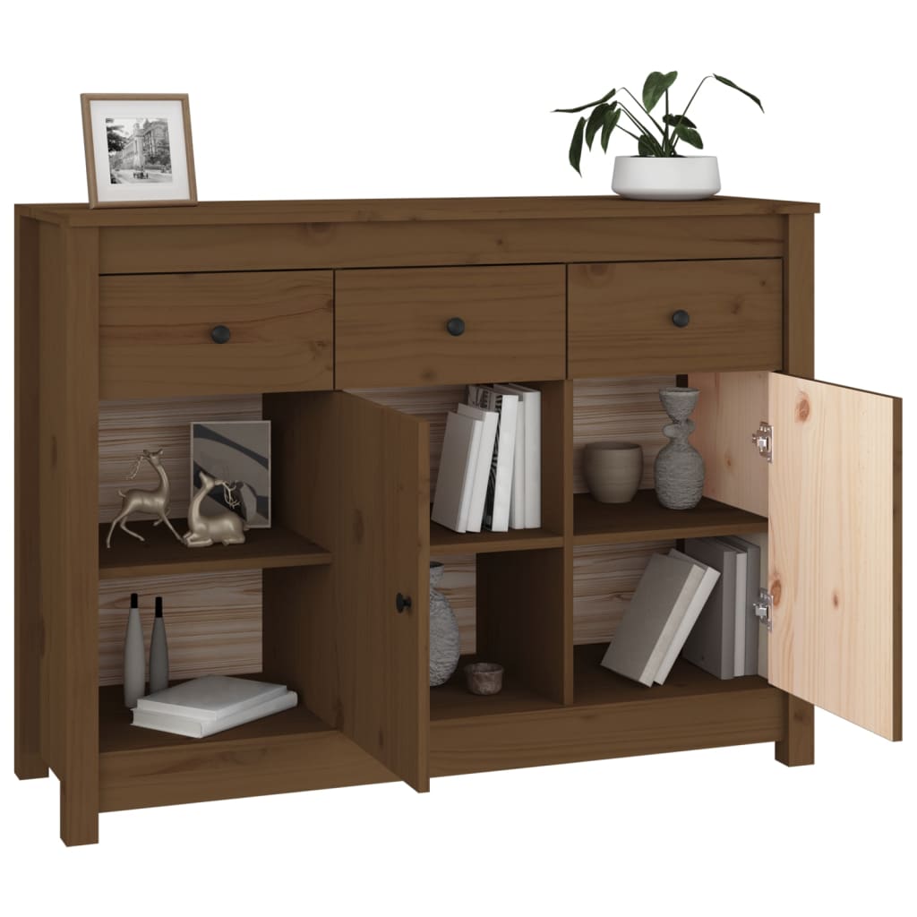 Komoda smeđa boja meda 100x35x74 cm od masivne borovine