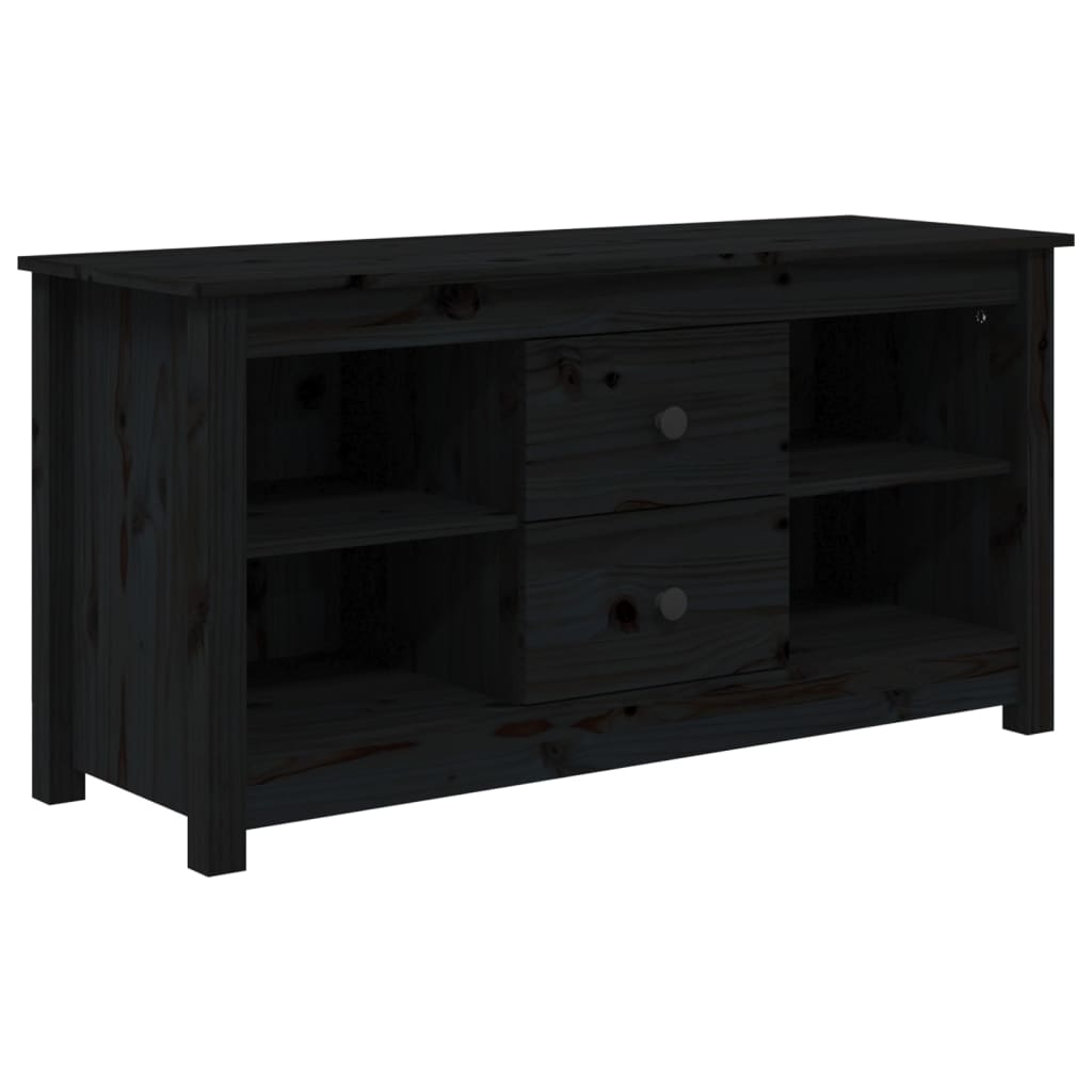 TV ormarić crni 103 x 36,5 x 52 cm od masivne borovine