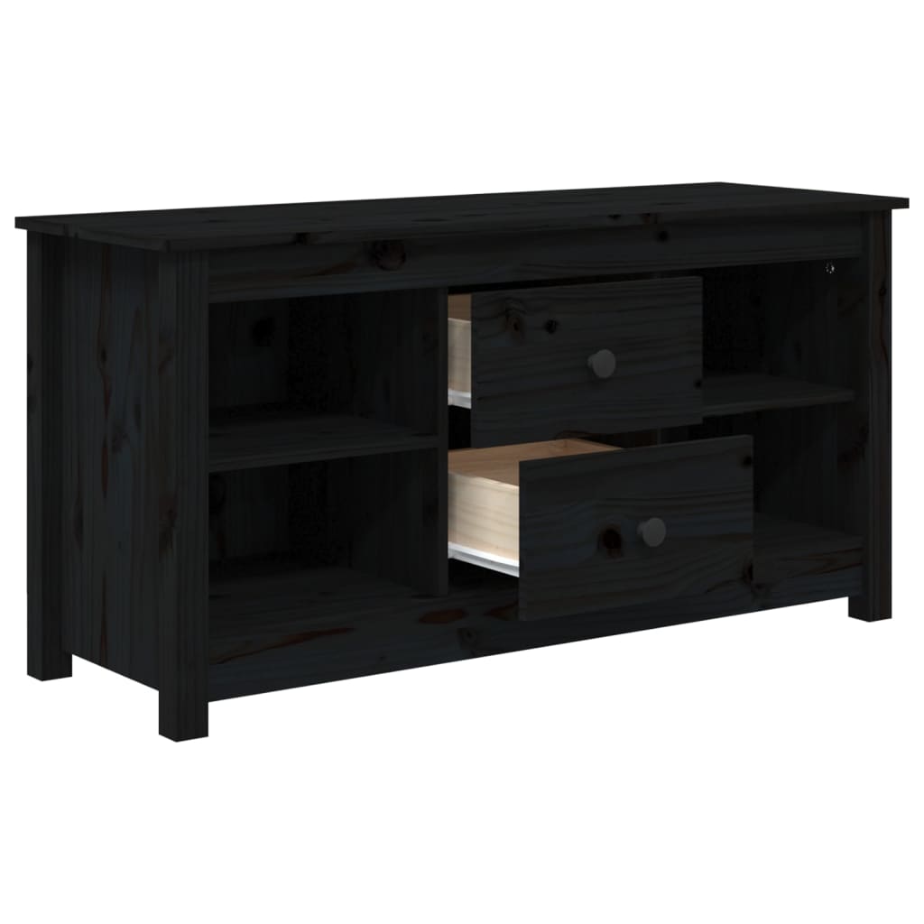 TV ormarić crni 103 x 36,5 x 52 cm od masivne borovine