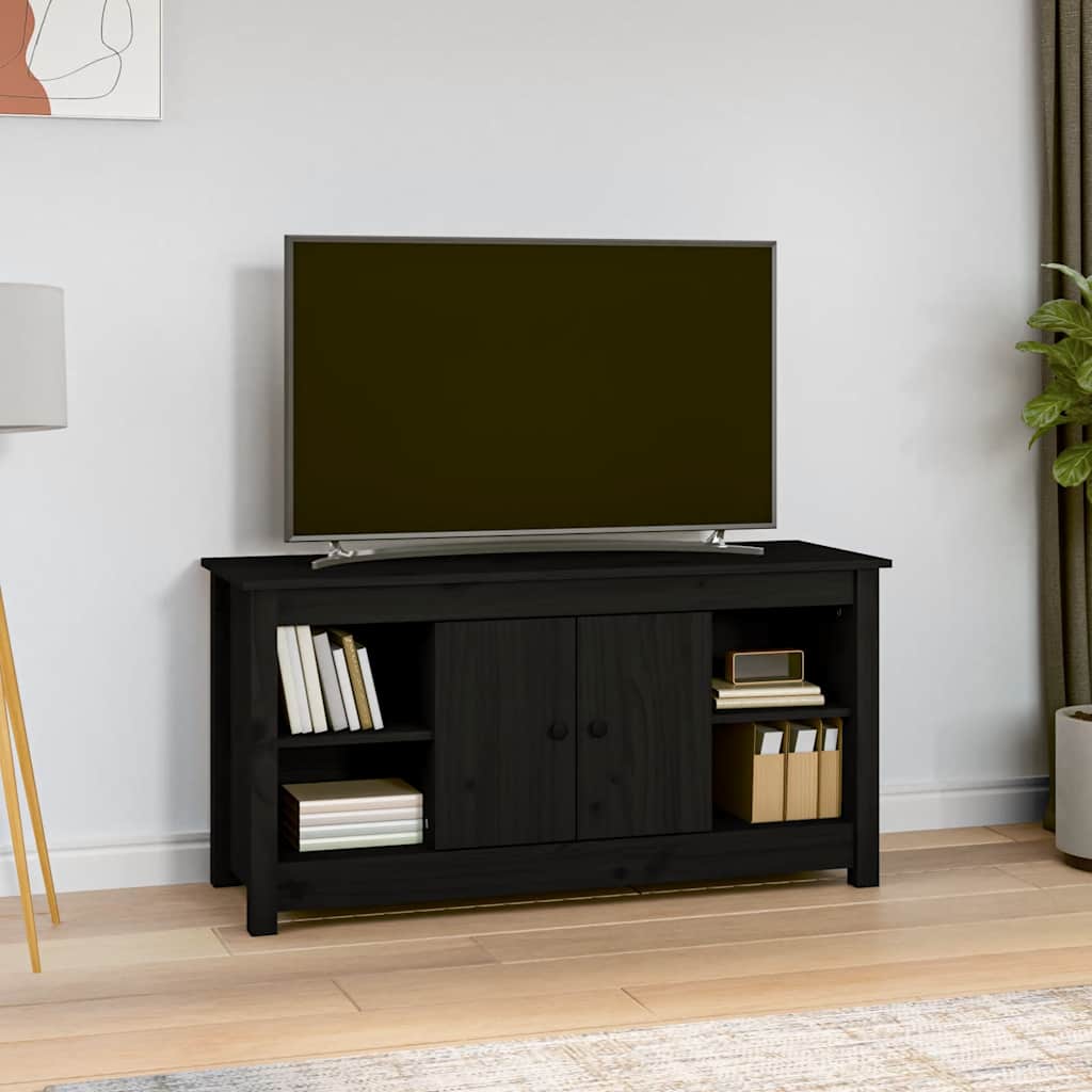 TV ormarić crni 103 x 36,5 x 52 cm od masivne borovine