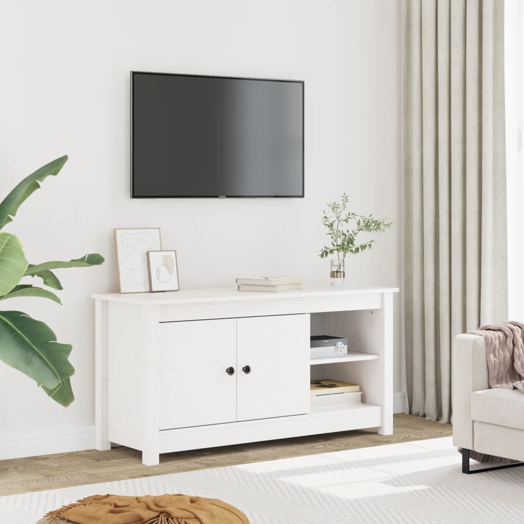TV ormarić bijeli 103 x 36,5 x 52 cm od masivne borovine
