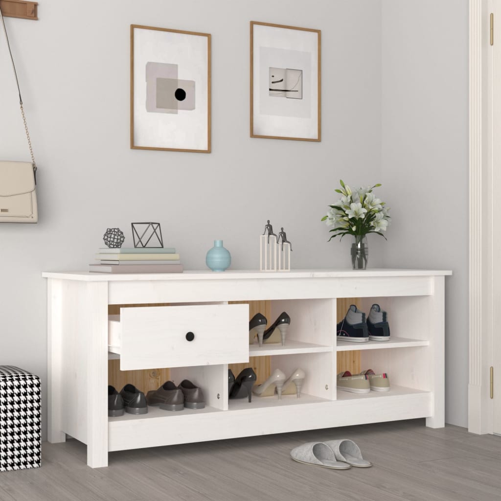 Ormarić za cipele bijeli 110 x 38 x 45,5 cm od masivne borovine