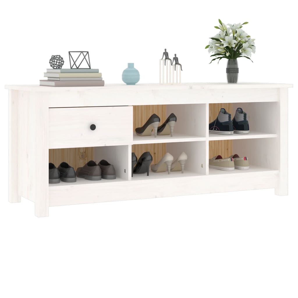Ormarić za cipele bijeli 110 x 38 x 45,5 cm od masivne borovine