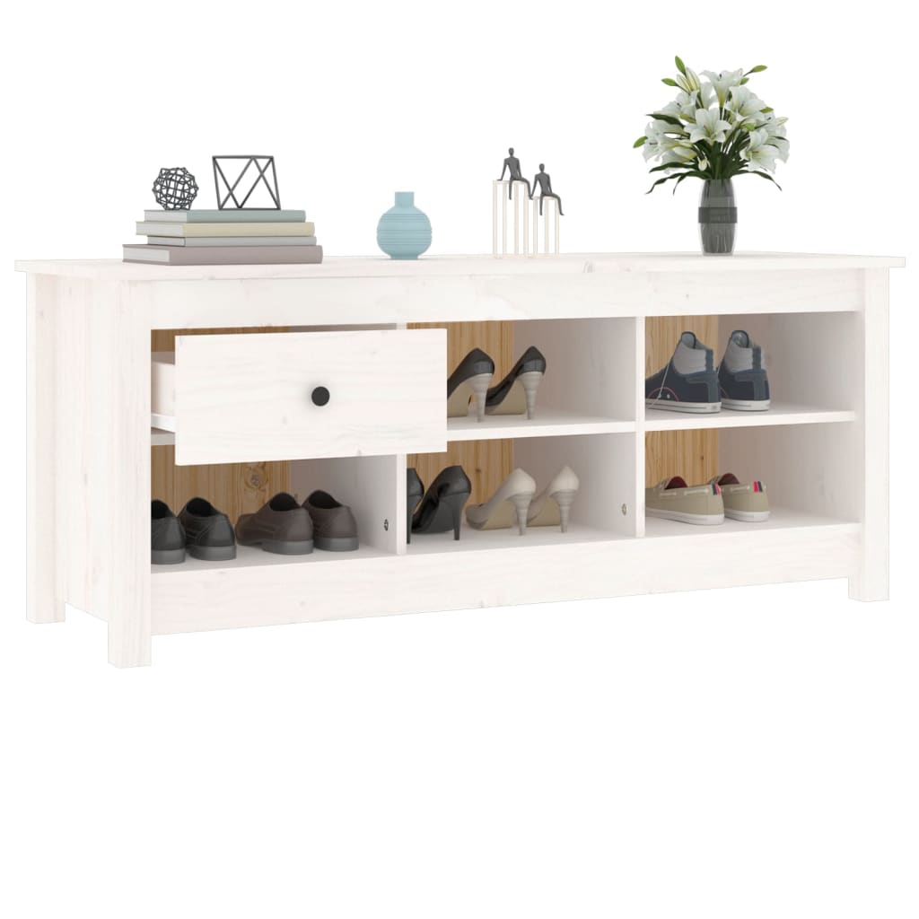 Ormarić za cipele bijeli 110 x 38 x 45,5 cm od masivne borovine