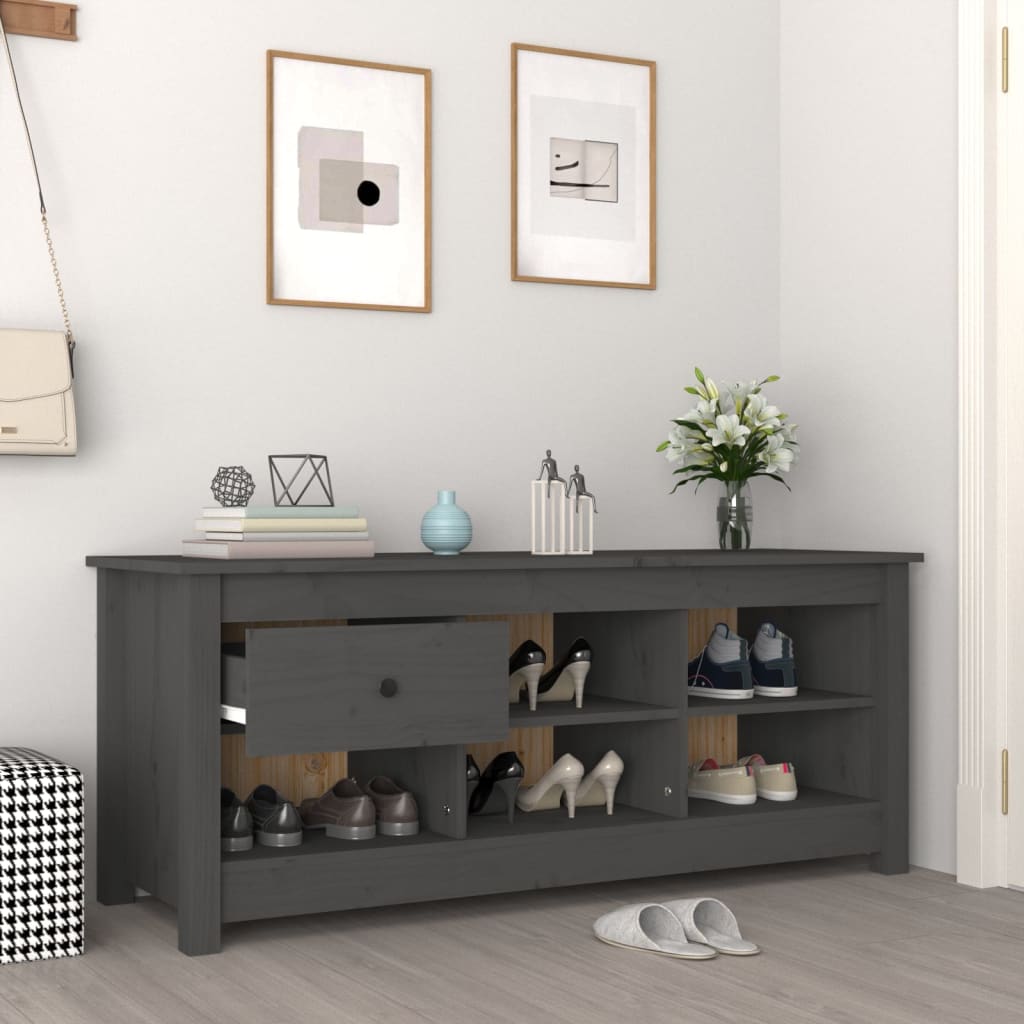 Ormarić za cipele sivi 110 x 38 x 45,5 cm od masivne borovine