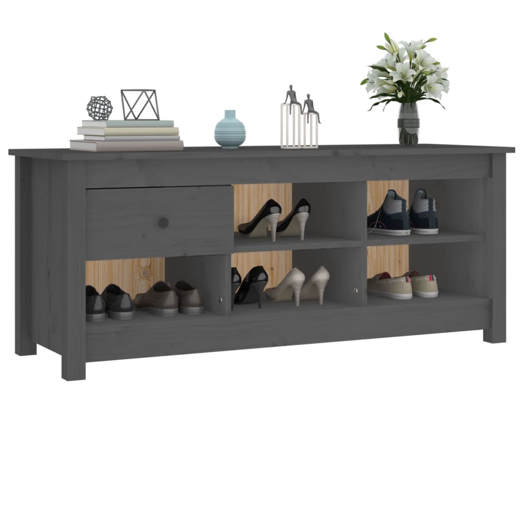 Ormarić za cipele sivi 110 x 38 x 45,5 cm od masivne borovine