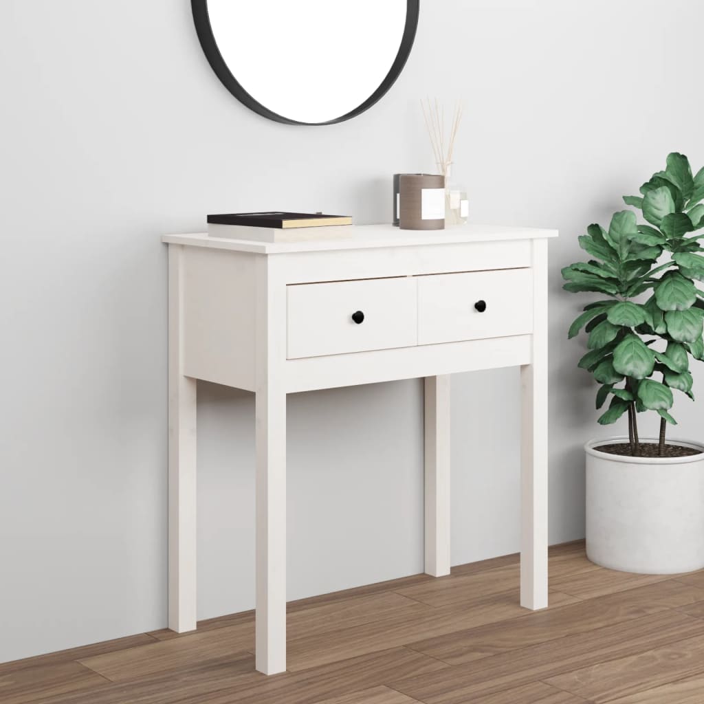 Konzolni stol bijeli 70 x 35 x 75 cm od masivne borovine