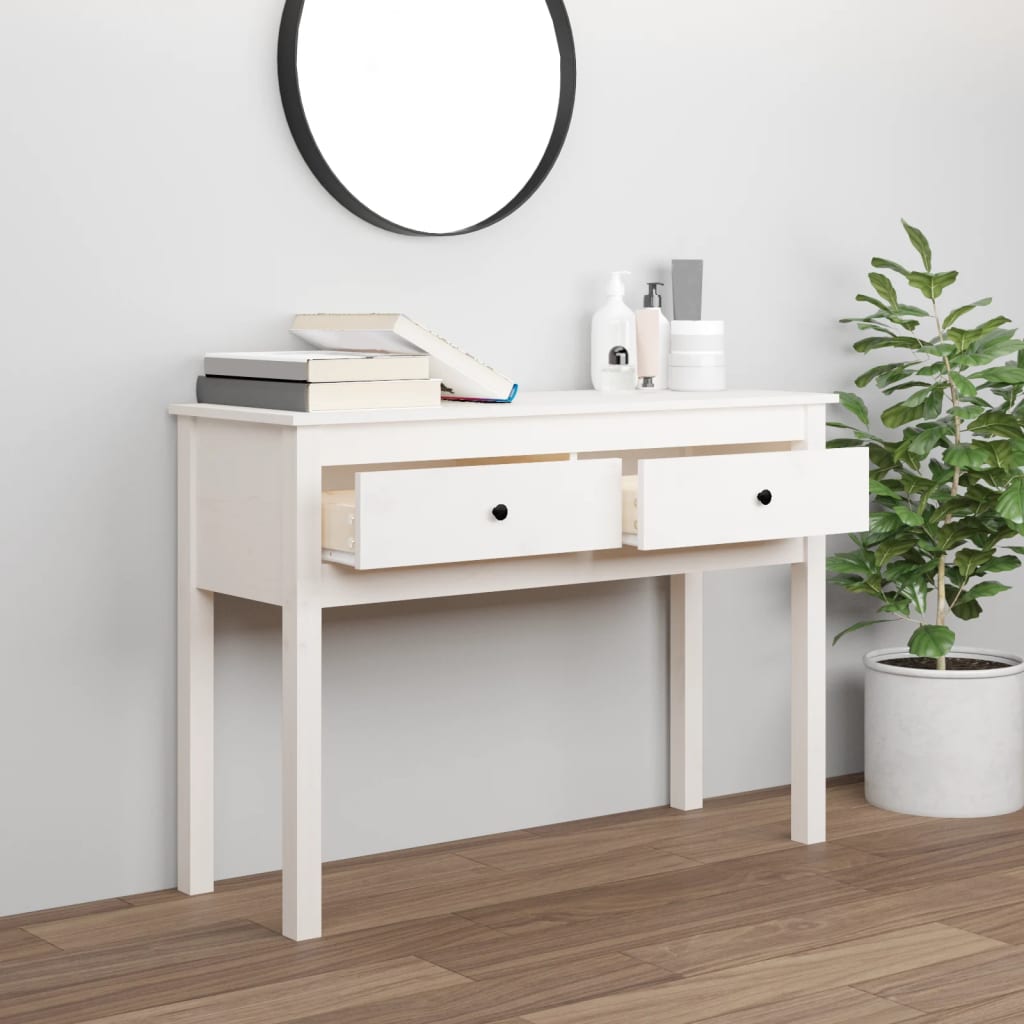 Konzolni stol bijeli 100x35x75 cm od masivne borovine
