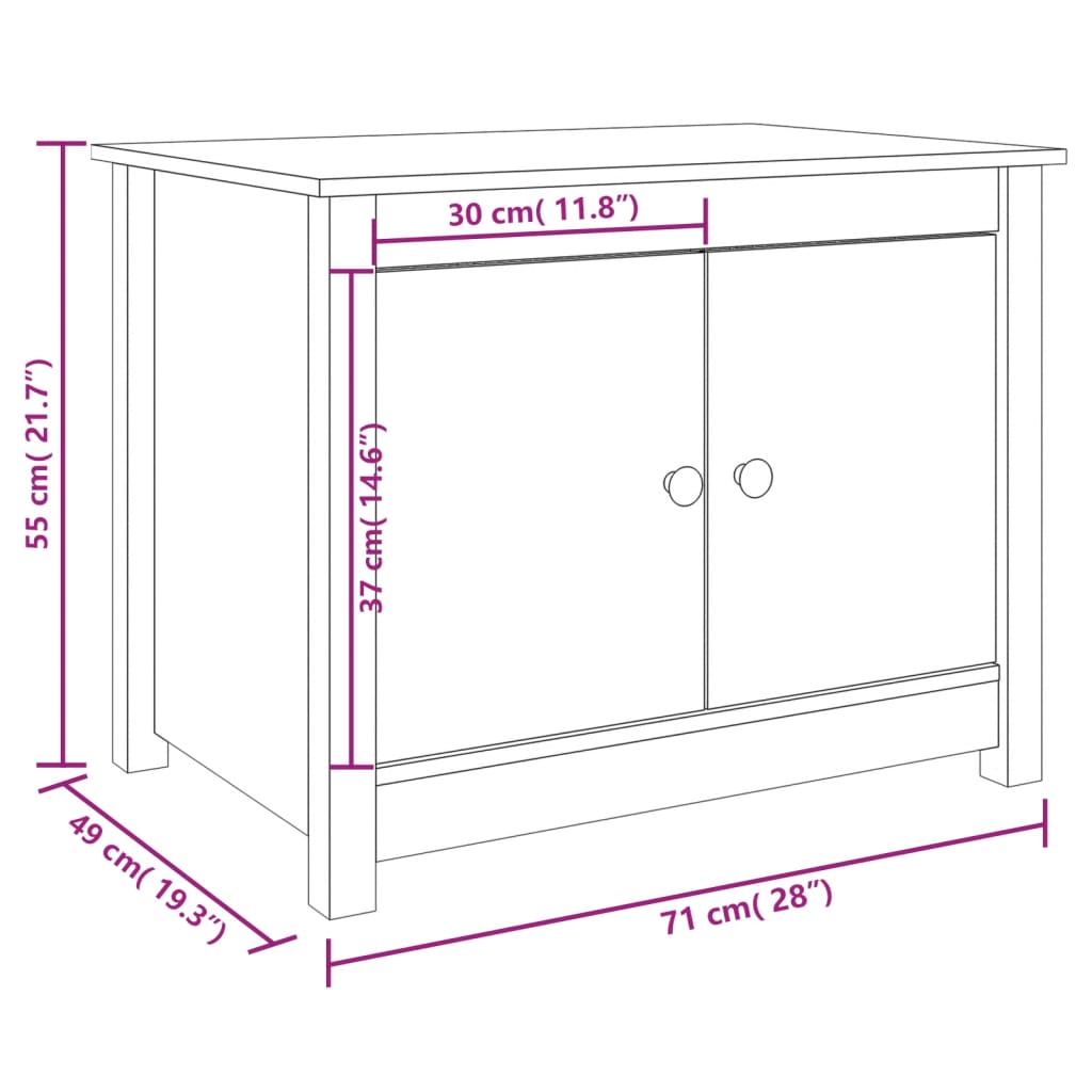 Stolić za kavu bijeli 71 x 49 x 55 cm od masivne borovine