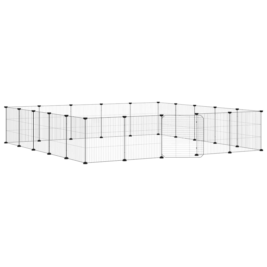 Kavez za ljubimce s 20 panela i vratima crni 35 x 35 cm čelični
