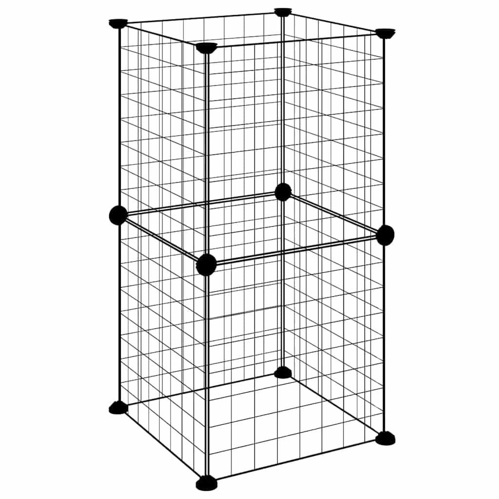 Kavez za kućne ljubimce s 8 panela crni 35 x 35 cm čelični