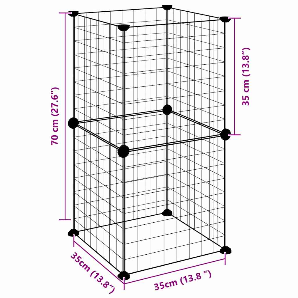 Kavez za kućne ljubimce s 8 panela crni 35 x 35 cm čelični