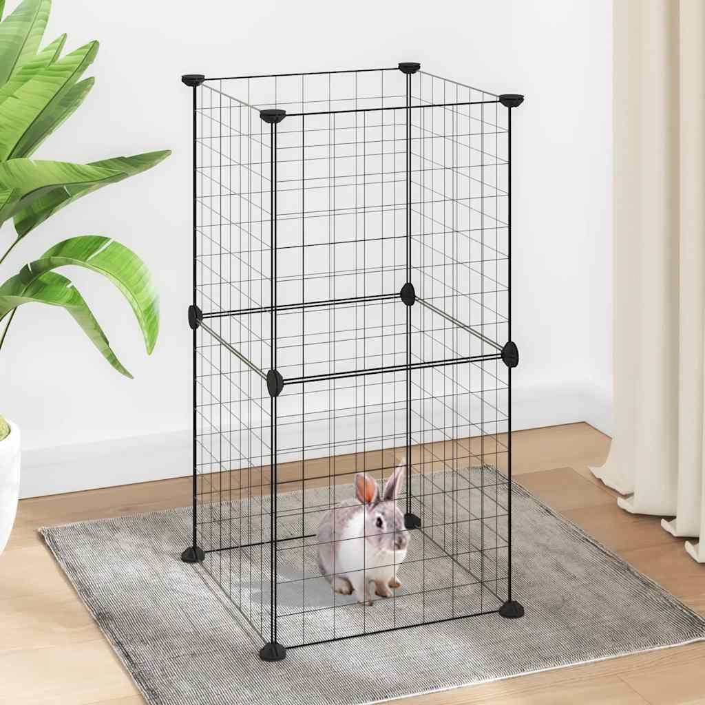 Kavez za kućne ljubimce s 8 panela crni 35 x 35 cm čelični