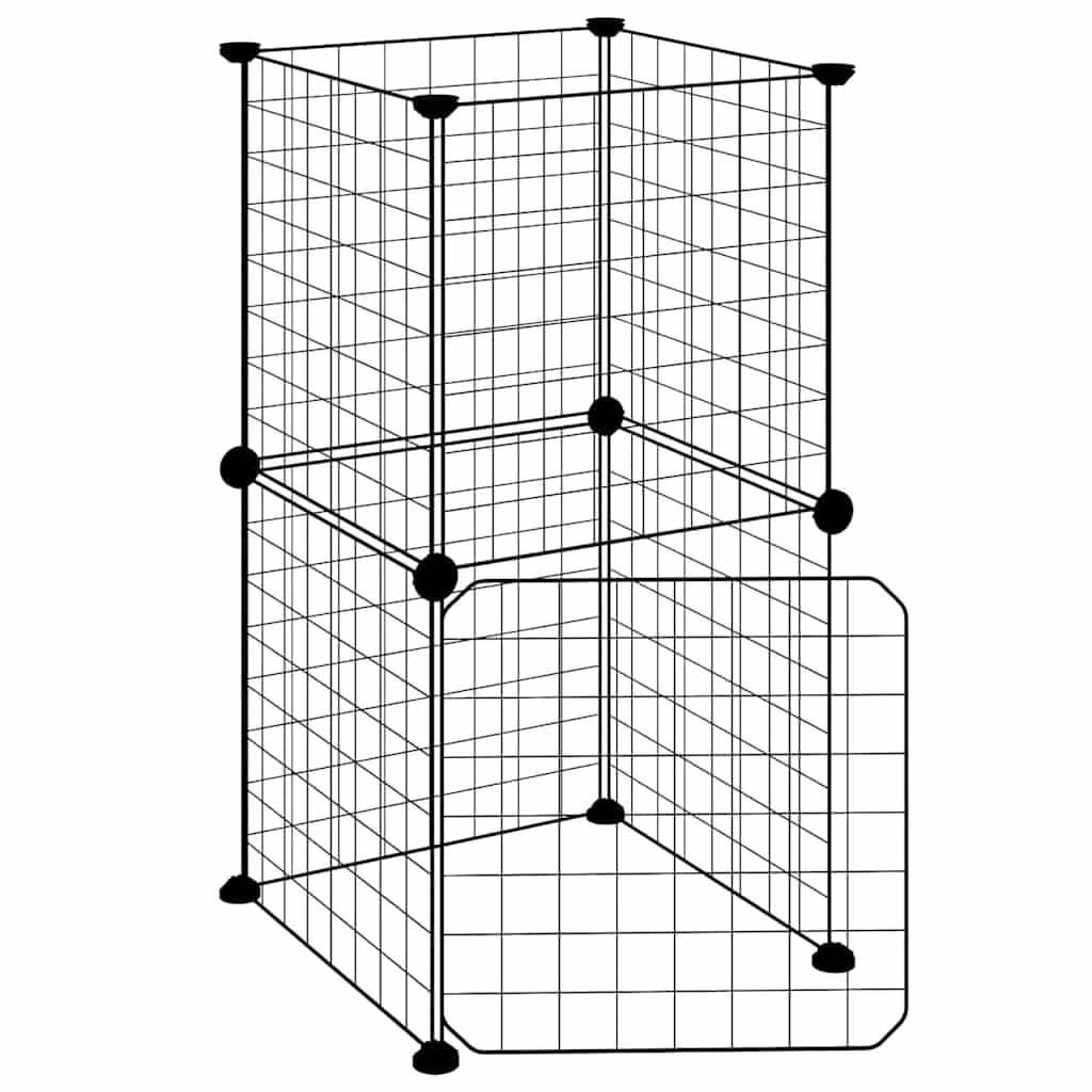 Kavez za ljubimce s 8 panela i vratima crni 35 x 35 cm čelični