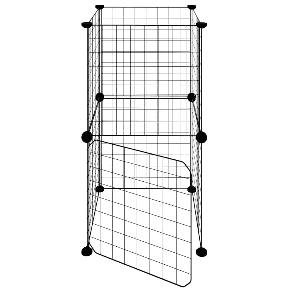 Kavez za ljubimce s 8 panela i vratima crni 35 x 35 cm čelični