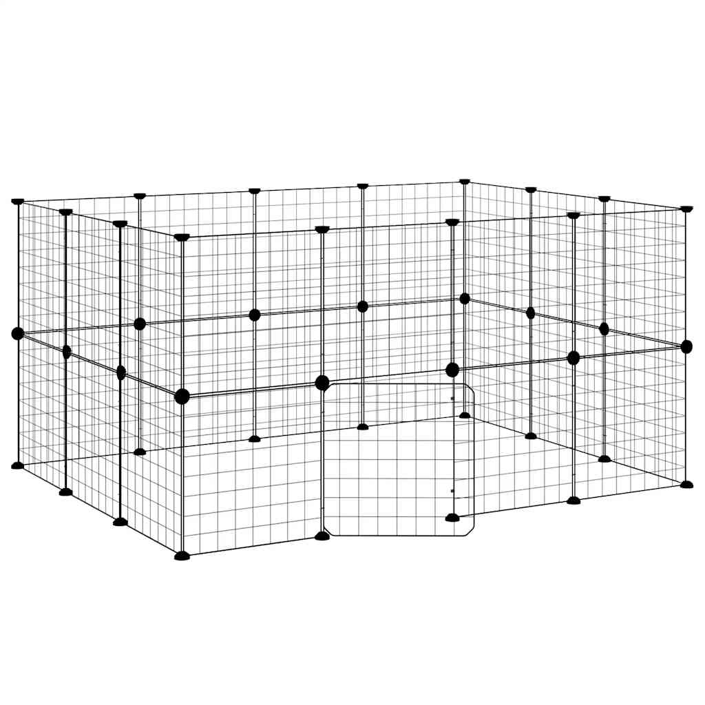Kavez za ljubimce s 28 panela i vratima crni 35 x 35 cm čelični