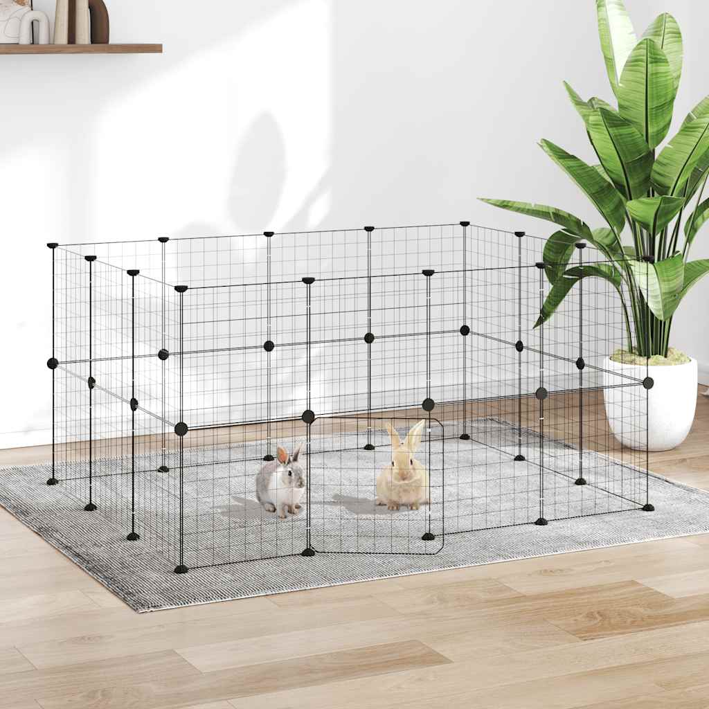 Kavez za ljubimce s 28 panela i vratima crni 35 x 35 cm čelični