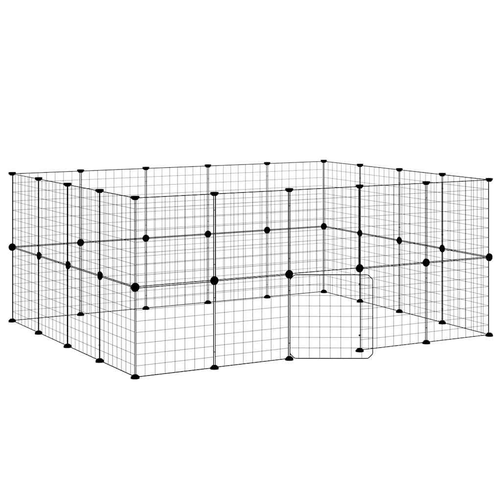 Kavez za ljubimce s 36 panela i vratima crni 35 x 35 cm čelični