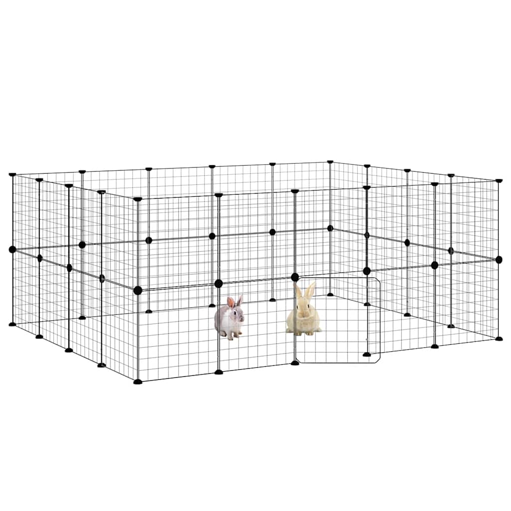 Kavez za ljubimce s 36 panela i vratima crni 35 x 35 cm čelični