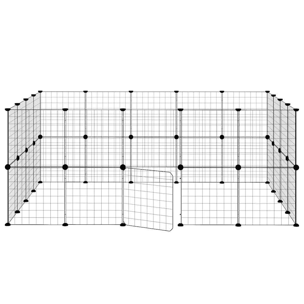 Kavez za ljubimce s 36 panela i vratima crni 35 x 35 cm čelični