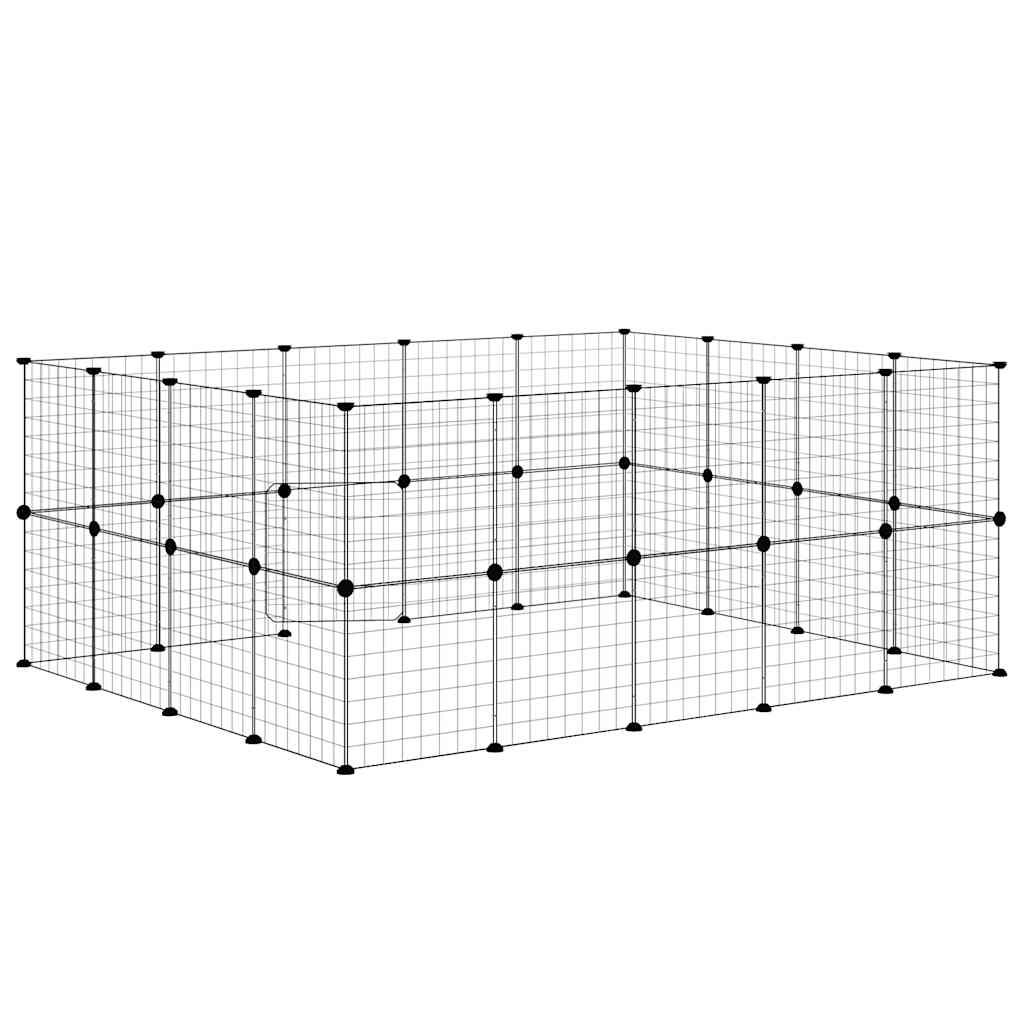 Kavez za ljubimce s 36 panela i vratima crni 35 x 35 cm čelični