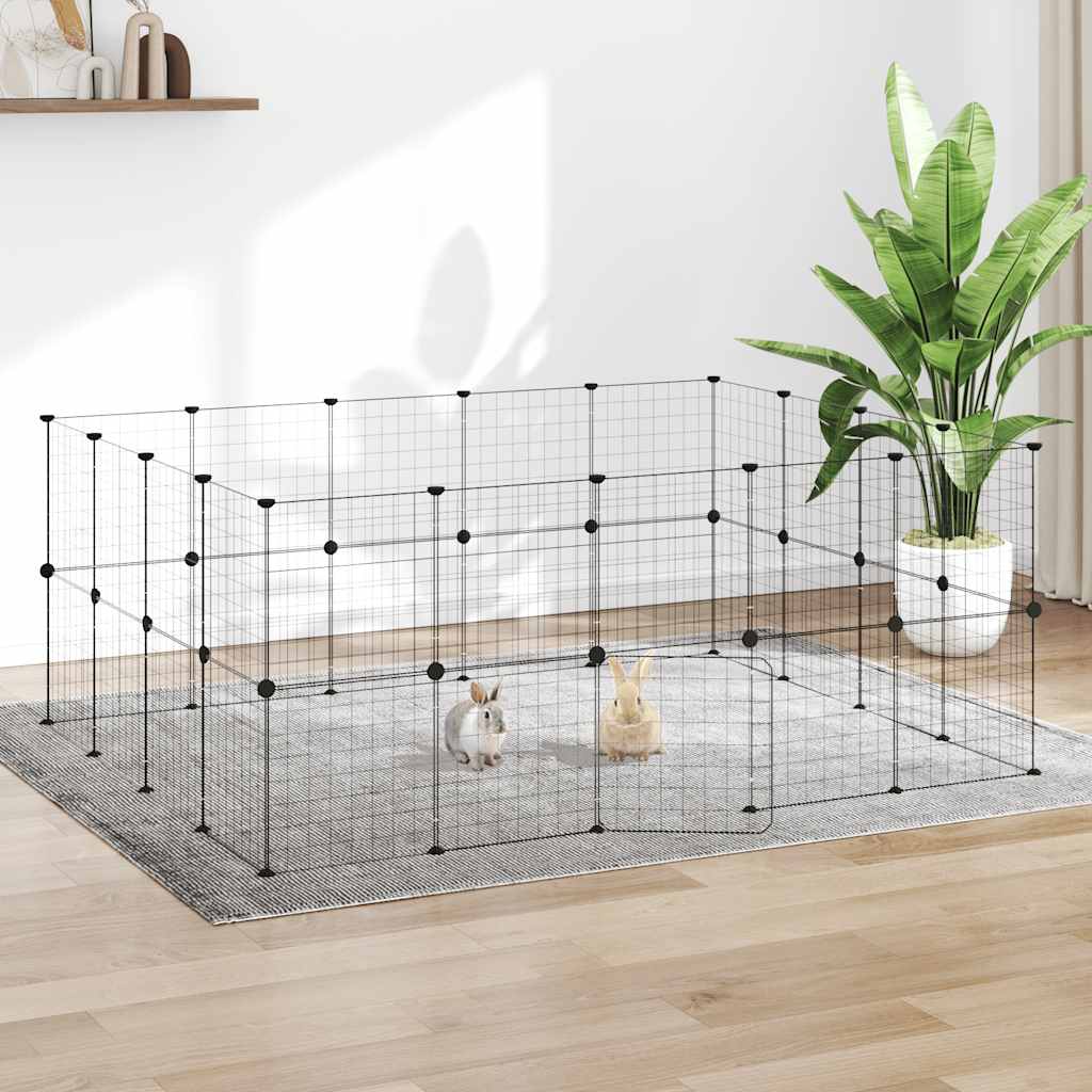 Kavez za ljubimce s 36 panela i vratima crni 35 x 35 cm čelični