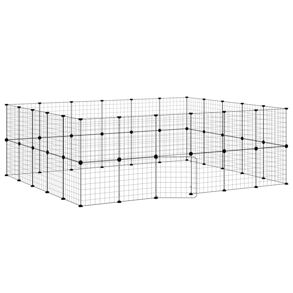 Kavez za ljubimce s 44 panela i vratima crni 35 x 35 cm čelični